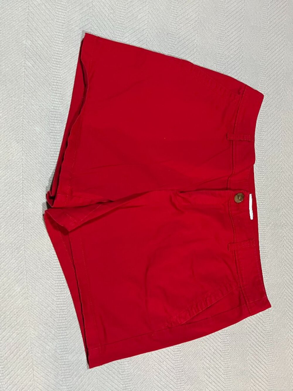 Liz Claiborne Red Chino Flat Front Cotton Pocket Mid Rise Shorts Womens Size 12